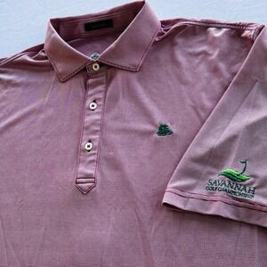 Turtleson XL Performance‎ Golf Polo Pink Microstripe Savannah Championship